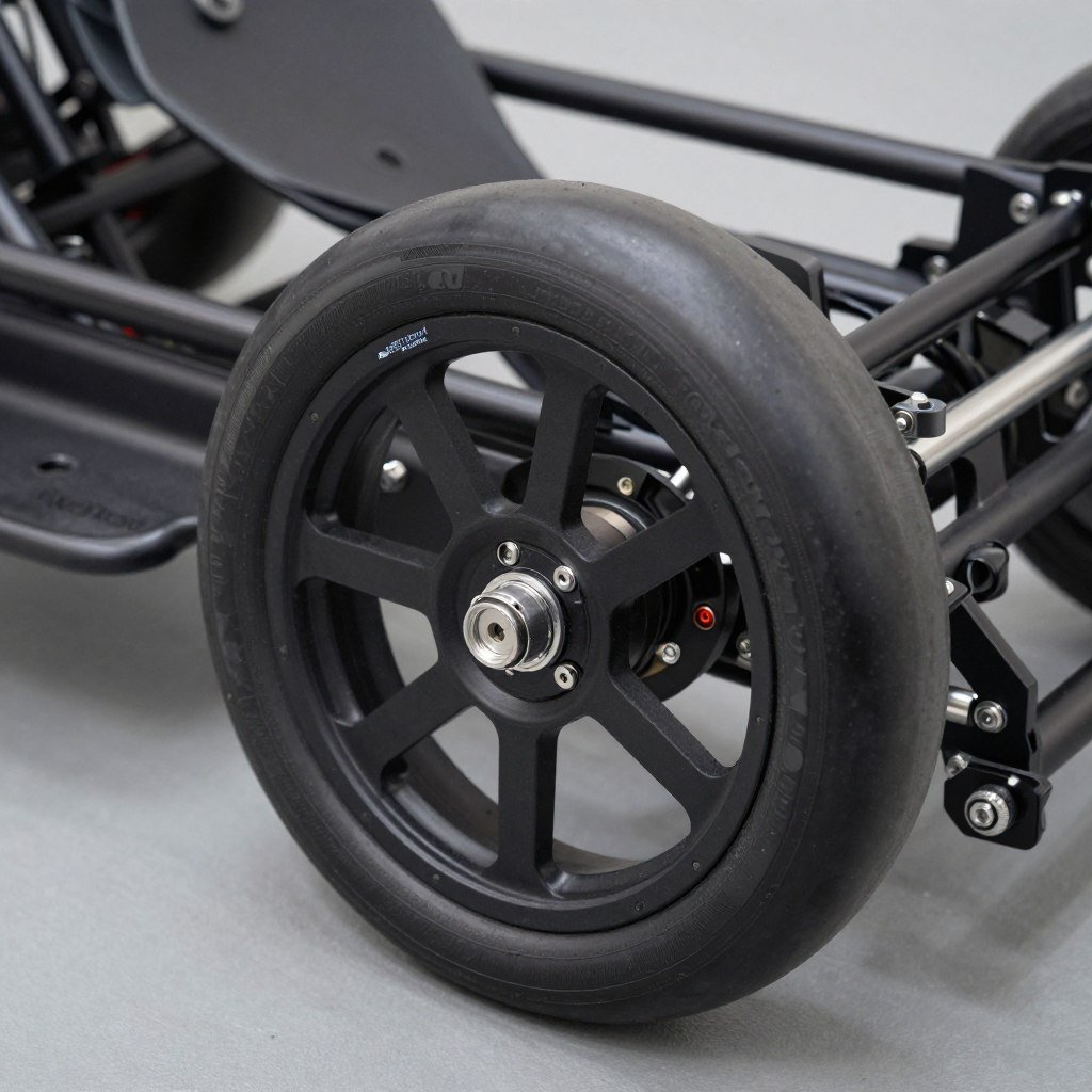 Close-up of the NLR GTLite Pro's reinforced wheel mount supporting a direct drive wheel