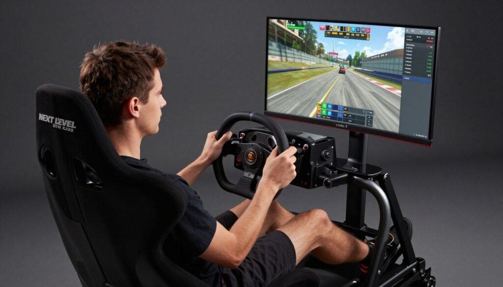 Editor using the Next Level Racing GTLite Pro with a direct drive wheel setup