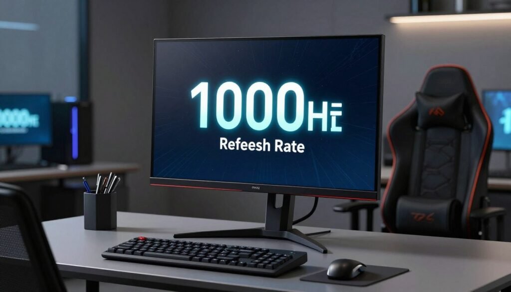 Generate an image of a high-end gaming monitor with a 1000Hz refresh rate.