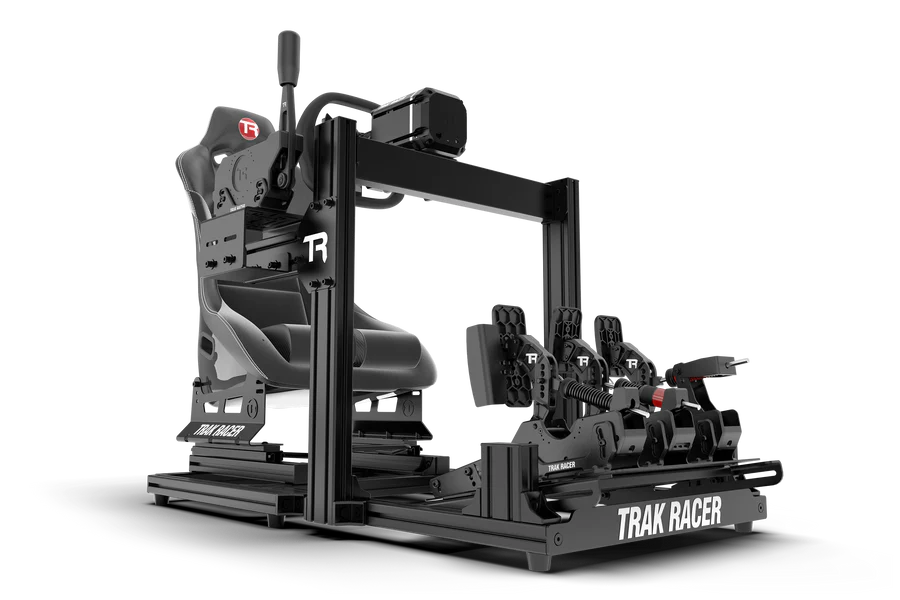 TrakRacer TR40S Racing Simulator — compact footprint aluminum cockpit ideal for apartments and shared spaces with limited sim racing room