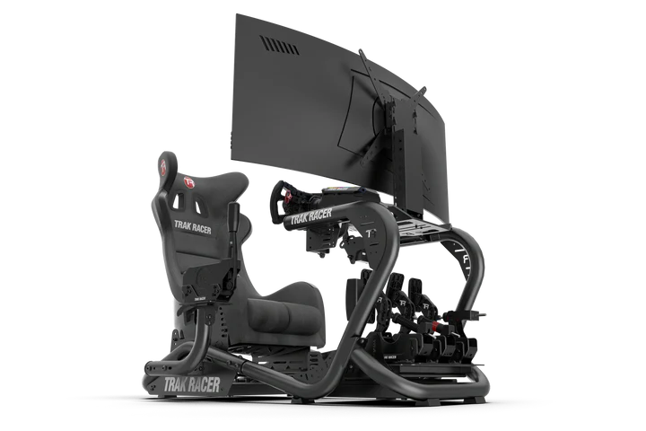 TrakRacer TR8 Pro V2 Racing Simulator — mid-range aluminum cockpit with adjustable steering and pedal mounts, ideal for most home sim racing setups