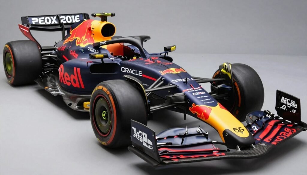 2026 F1 team half chassis simulator featuring the official Oracle Red Bull Racing livery and genuine carbon fiber bodywork.