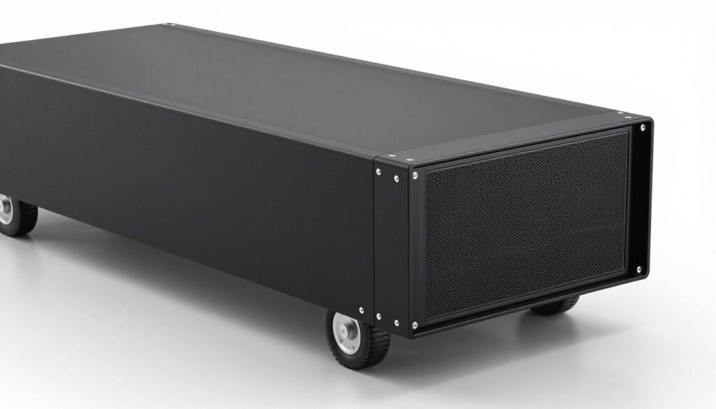 Professional ASR Pro chassis featuring heavy-duty black aluminum profiles, 30Nm direct drive wheelbase mounted, industrial aesthetic, high-strength mounting plates.