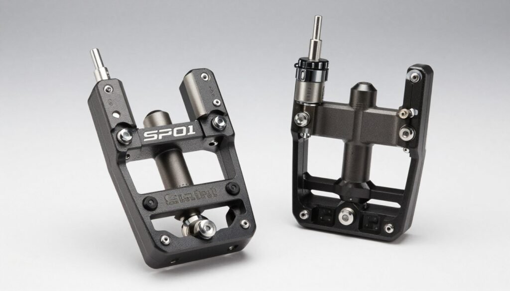 Ultra-premium Cube Controls SP01 Formula Pedals with a CNC-machined aesthetic, hydraulic dampers, and professional motorsport-grade finish.